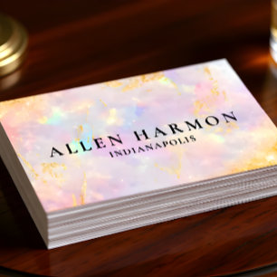 Carte De Visite Fond en pierre d'opale bleue avec paillettes perso