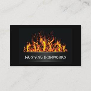 Carte De Visite Fond noir flammes orange feu
