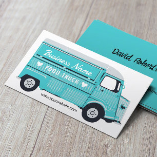 Carte De Visite Food Truck Street Kitchen Van Restauration Turquoi