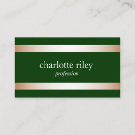 Carte De Visite Forest Green | Moderne Rose Gold Stripes élégant