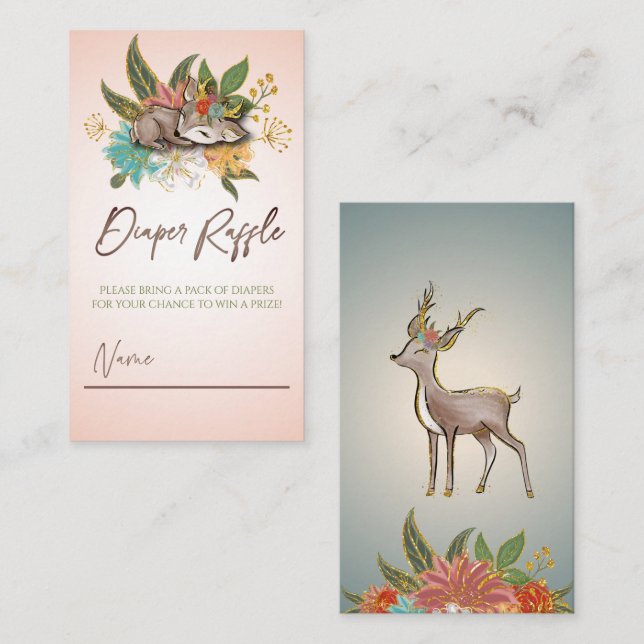 Carte De Visite Forêt boisée Oh Baby Deer Animal Diaper Jeu (Devant / Derrière)