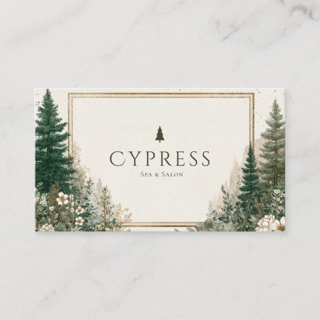 Carte De Visite Forêt de pins rustiques Bois d'hiver (Devant)