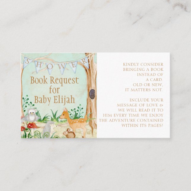 Carte De Visite Forêt forestière Animaux Chouette des cerfs Demand (Devant)