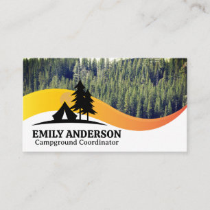 Carte De Visite Forêt   Logo de camping Tente et Arbres