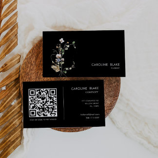 Carte De Visite Forêt sauvage Minimaliste Floral Simple Qr Code