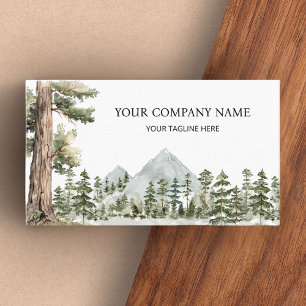Carte De Visite Forêt verte aquarelle personnalisée en extérieur