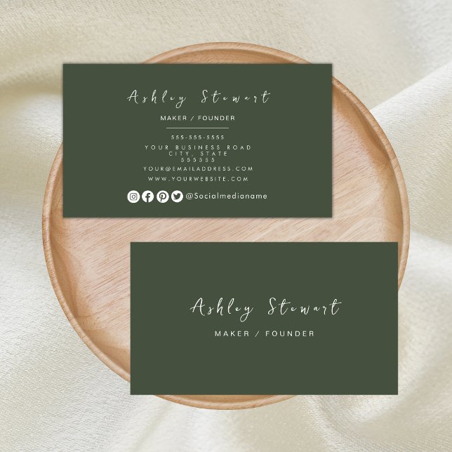 Carte De Visite Forêt verte minimale Marque professionnelle modern (Créateur téléchargé)