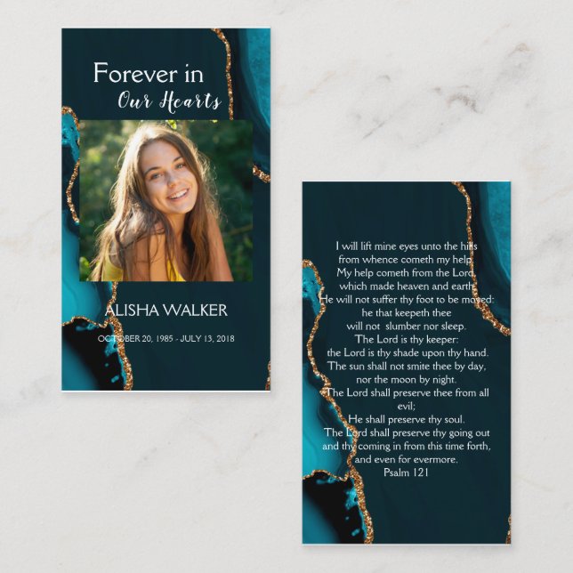Carte De Visite Forever in Our Hearts Photo Funeral Prayer Card (Devant / Derrière)