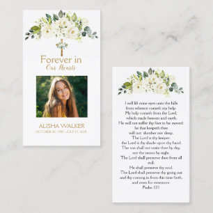 Carte De Visite Forever in Our Hearts Photo Funeral Prayer Card