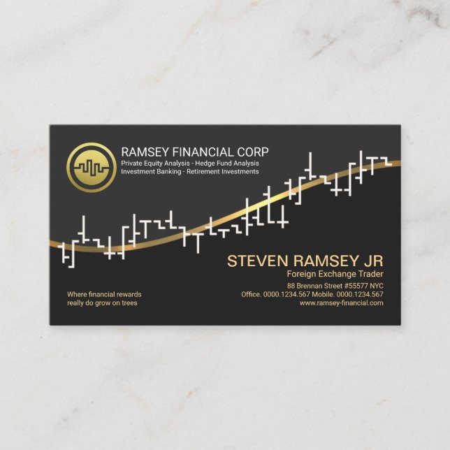 Carte De Visite Forex de Faux Gold Wave White Stock Exchange (Devant)