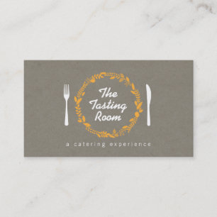 Carte De Visite Fork and Knife Wreath 5 Restauration, Chef, Restau