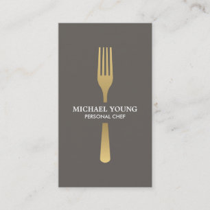 Carte De Visite FORK GOLDEN sur Taupe Chef, Restauration, Restaura