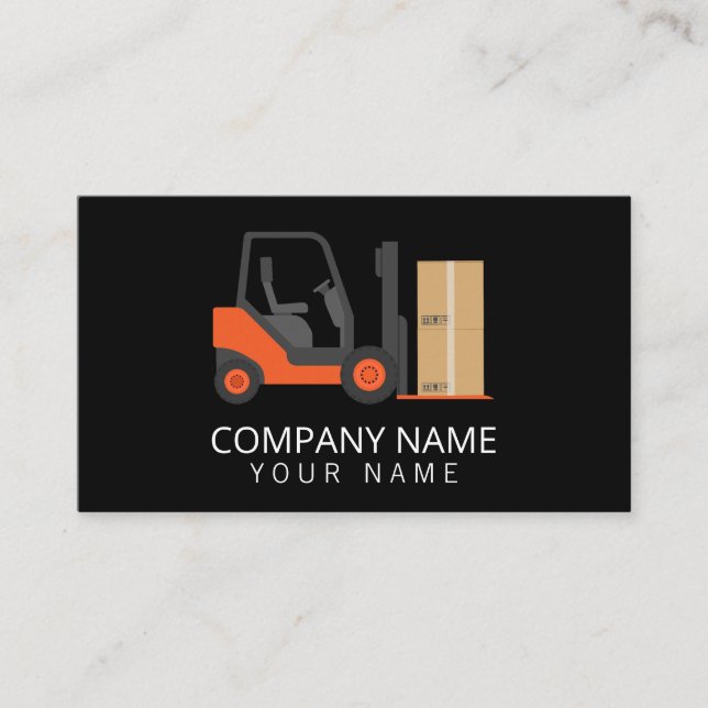Carte De Visite Forklifts Orange Noir, Logistique - Professionnel (Devant)