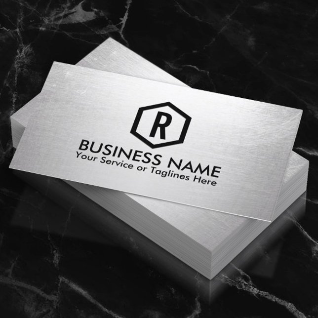 Carte De Visite Formateur de fitness Monogramme d'argent moderne (Créateur téléchargé)