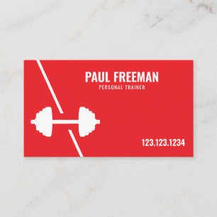 Carte De Visite Formateur personnel moderne Red & White Dumbbell