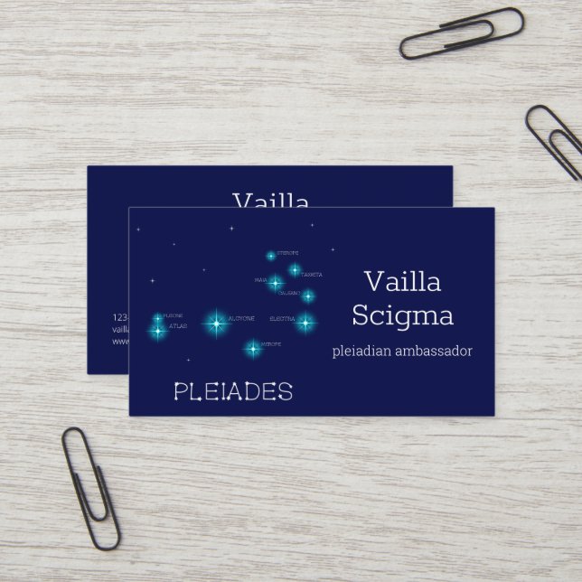 Carte De Visite Formation de l'hémisphère nord Pleiades Star (Devant/Arrière en situation)