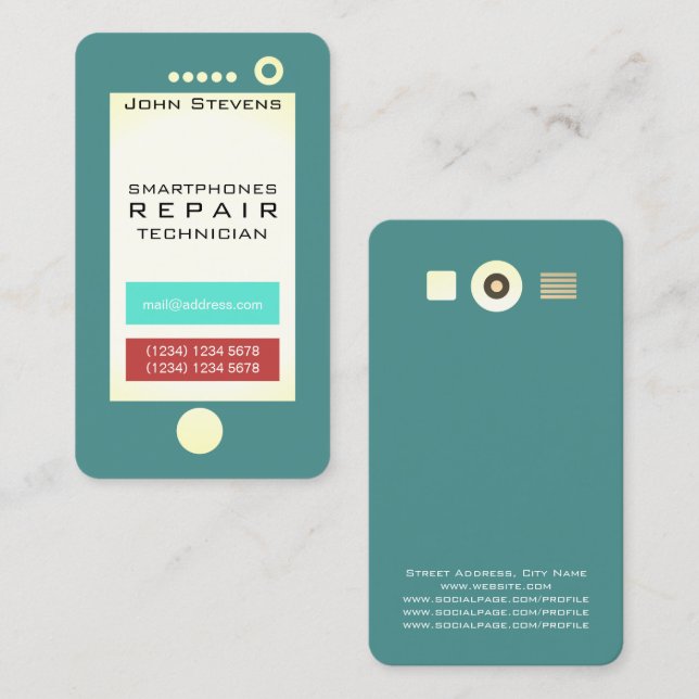 Carte De Visite Forme drôle de regard de faux de téléphone (Devant / Derrière)