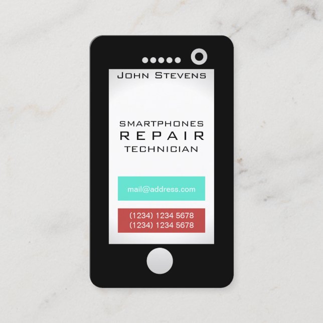 Carte De Visite Forme drôle de regard de faux de téléphone (Devant)