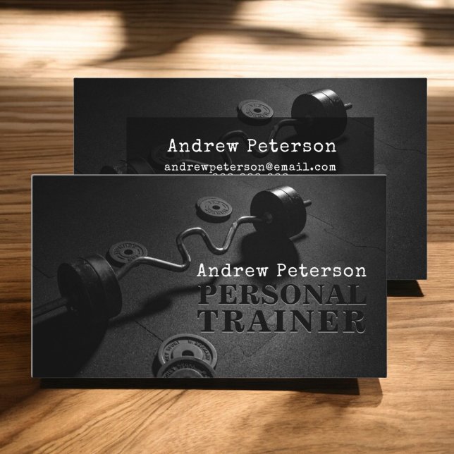 Carte De Visite Forme moderne noir entraînement personnel entraîne (Modern black fitness personal trainer workout business card)