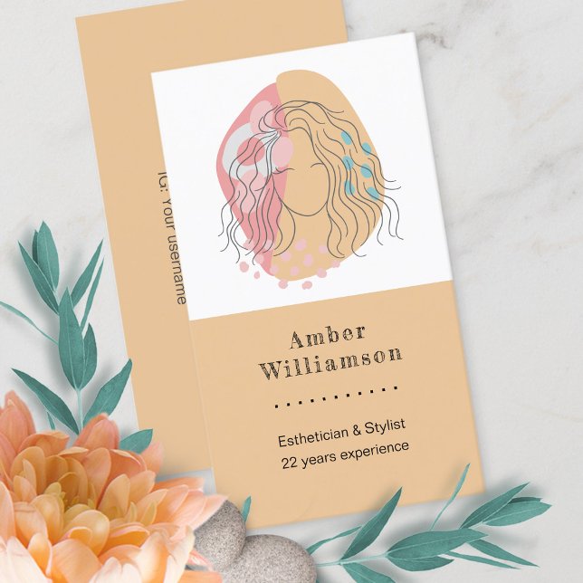 Carte De Visite Formes Abstraites modernes Boho Orange Rose Woman  (Créateur téléchargé)