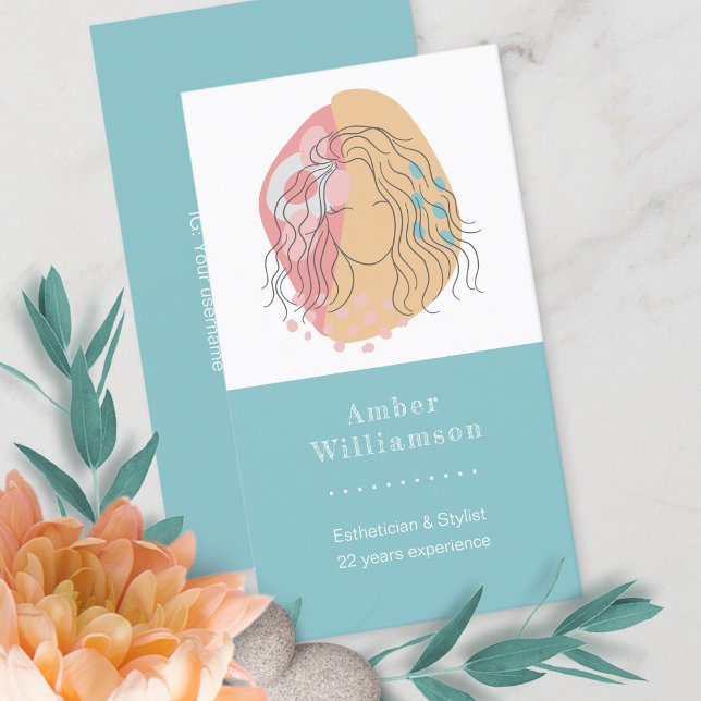 Carte De Visite Formes Abstraites modernes Boho Orange Rose Woman  (Créateur téléchargé)