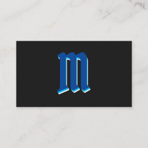 Carte De Visite Formes bleues élégantes sur monogramme noir effet 