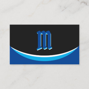 Carte De Visite Formes bleues élégantes sur monogramme noir effet 