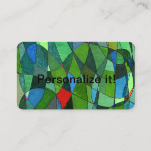 Carte De Visite Formes courbes douces en vert cool & rouge