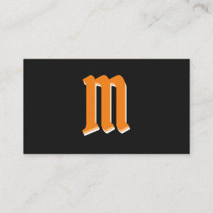 Carte De Visite Formes orange élégantes sur monogramme noir effet 