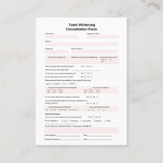 Carte De Visite Formulaire de consultation sur le blanchiment des 
