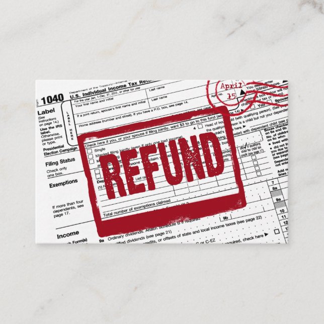 Carte De Visite Formulaire Service de taxe comptable 1040 (Devant)