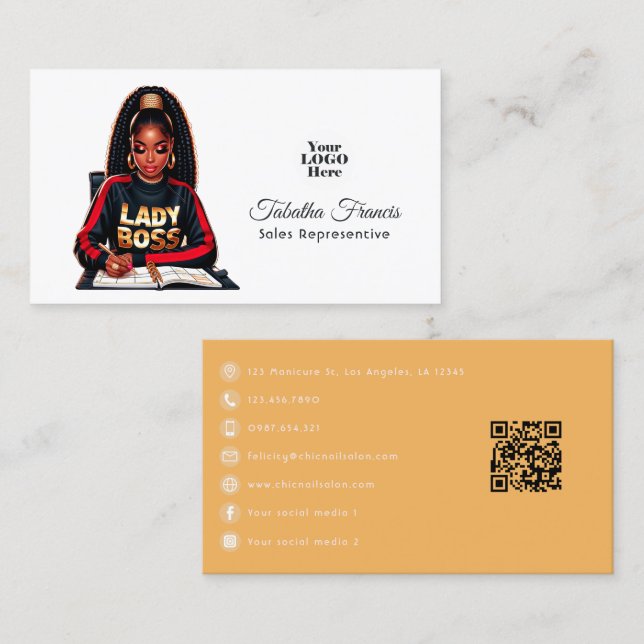 Carte De Visite Forte Afro Black Woman Empowerment Art (Devant / Derrière)