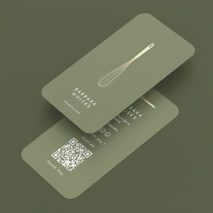 Carte De Visite Fouet de chef minimal Sage Baker Pâtisserie