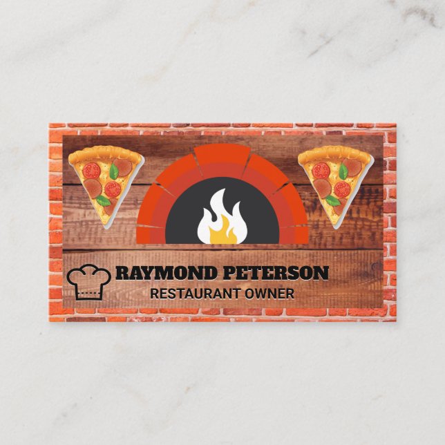Carte De Visite Four en brique de feu | Bois | Pizza Slices (Devant)