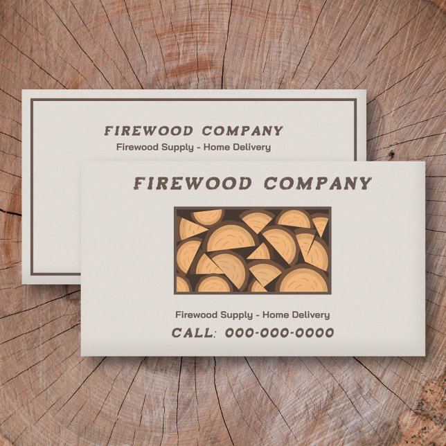 Carte De Visite Fourniture et livraison de bois de chauffage (Firewood Supply & Delivery Business Card)