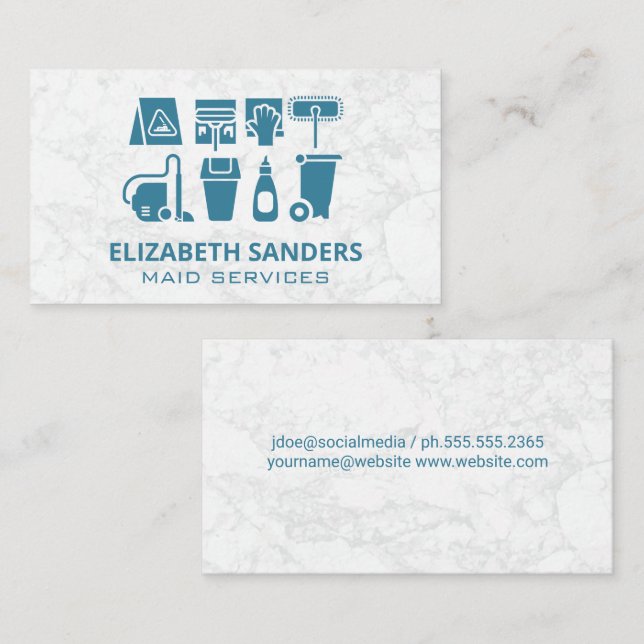 Carte De Visite Fournitures de nettoyage de service domestique (Devant / Derrière)