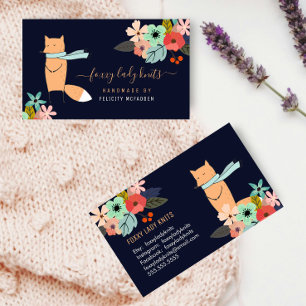 Carte De Visite Fox et Floral Petite entreprise