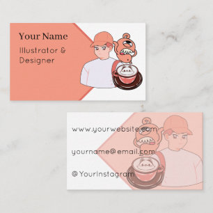 Carte De Visite Fox Latte Art & Style Urbain – Garçon Anime avec C