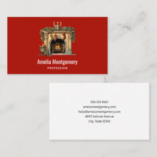 Carte De Visite Foyer victorien cosy Noël