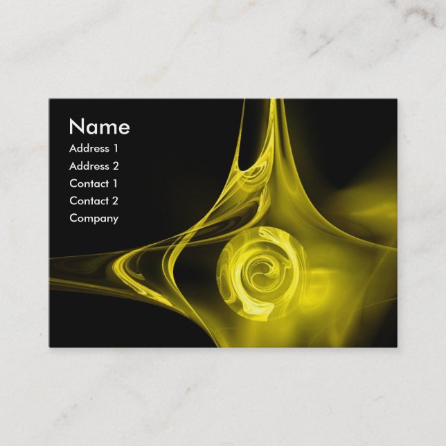 Carte De Visite FRACTAL ROSE 1 jaune vif noir (Devant)