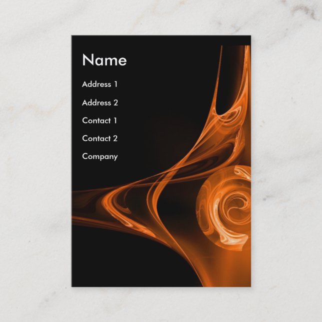 Carte De Visite FRACTAL ROSE 2, orange vif jaune noir (Devant)