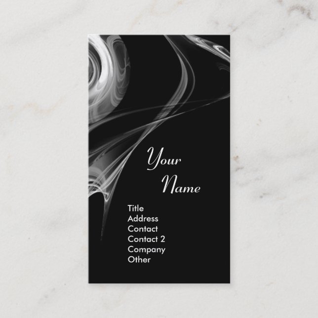 Carte De Visite FRACTAL ROSE 3 clair noir et blanc gris (Devant)