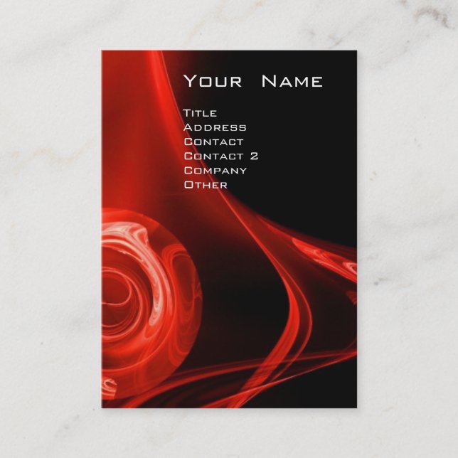 Carte De Visite FRACTAL ROSE 3 rouge vif noir (Devant)