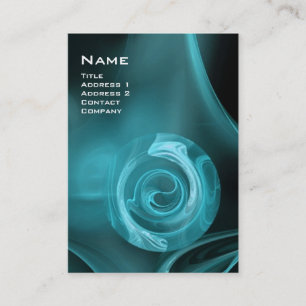 Carte De Visite FRACTAL ROSE 4 MONOGRAS doux d'antiquité bleu noir