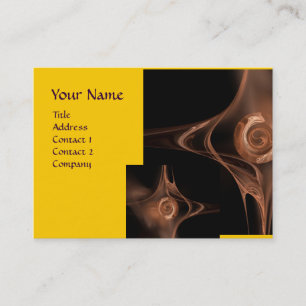 Carte De Visite FRACTALES VAGUES Jaune Marron Tourbillons Abstrait