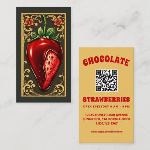 Carte De Visite fraise au chocolat avec code qr
