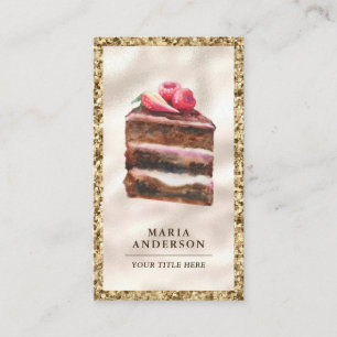 Carte De Visite Fraise Chocolat Gâteau Tranché Chef pâtisserie Bou