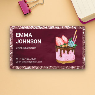 Carte De Visite Fraise sur mesure Anniversaire Pâtisserie Chef bou