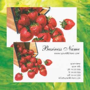 Carte De Visite Fraises vintages en Panier, Fruits alimentaires
