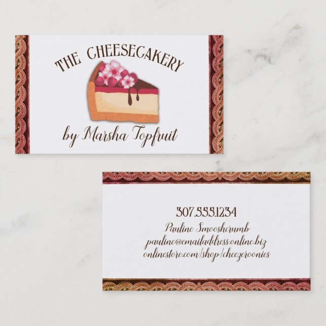Carte De Visite Framboise cheesecake boulangerie mariage événement (Devant / Derrière)